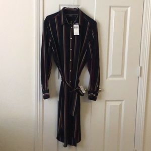 Polo (Ralph Lauren) Navy blue striped midi dress